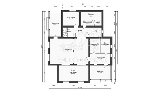 3d проект СК001 - планировка 1 этажа