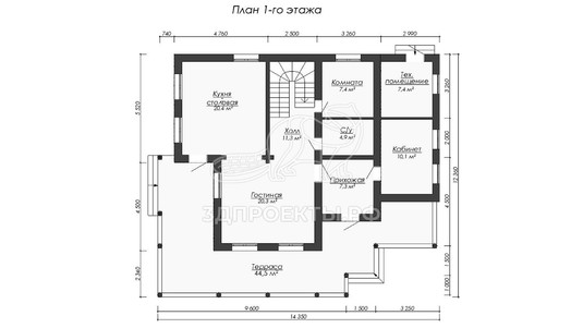 3d проект СК003 - планировка 1 этажа