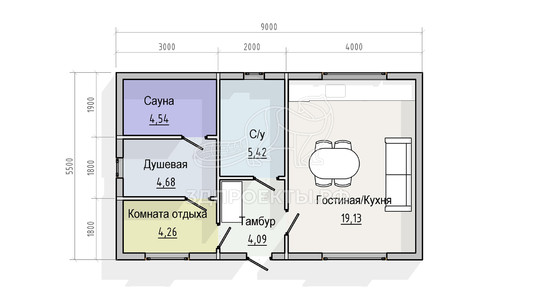 3d проект СМ020 - планировка 1 этажа</div>