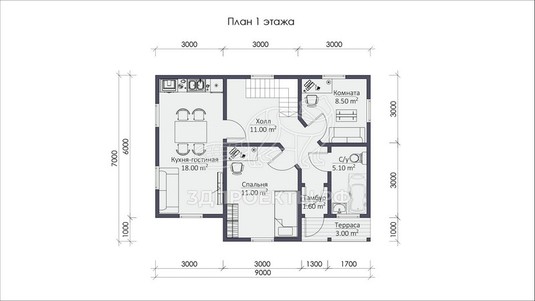 3d проект СП002 - планировка 1 этажа