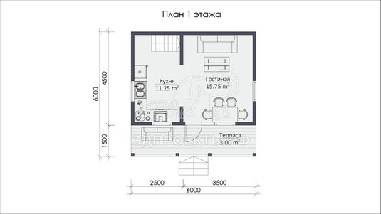 3d проект СП003 - планировка 1 этажа