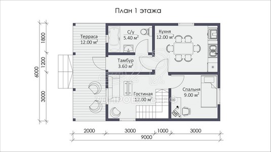 3d проект СП007 - планировка 1 этажа