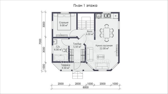 3d проект СП008 - планировка 1 этажа