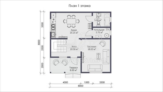 3d проект СП017 - планировка 1 этажа