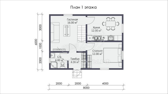 3d проект СП021 - планировка 1 этажа