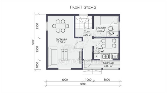 3d проект СП023 - планировка 1 этажа