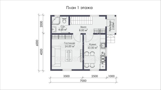 3d проект СП025 - планировка 1 этажа