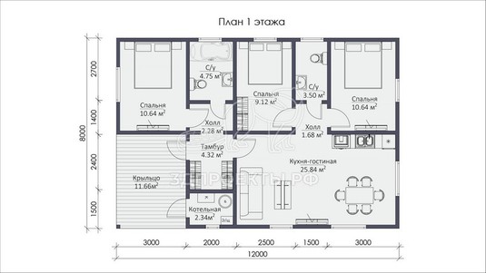 3d проект СП027 - планировка 1 этажа</div>