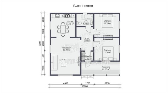 3d проект СП030 - планировка 1 этажа</div>