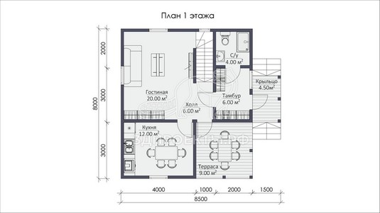 3d проект СП031 - планировка 1 этажа