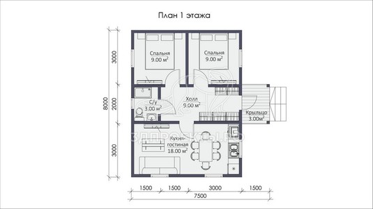 3d проект СП033 - планировка 1 этажа</div>