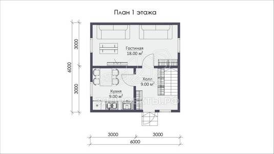 3d проект СП034 - планировка 1 этажа