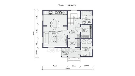 3d проект СП040 - планировка 1 этажа