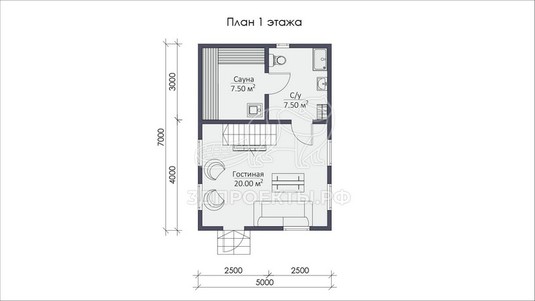 3d проект СП057 - планировка 1 этажа