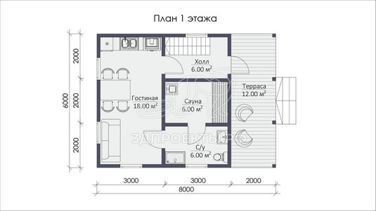 3d проект СП066 - планировка 1 этажа