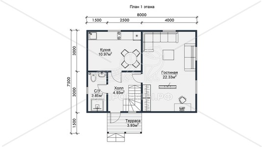 3d проект СП106 - планировка 1 этажа