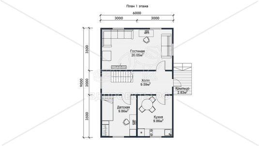 3d проект СП112 - планировка 1 этажа