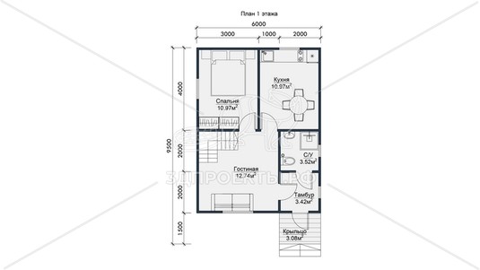 3d проект СП120 - планировка 1 этажа