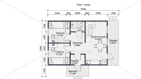 3d проект СП121 - планировка 1 этажа