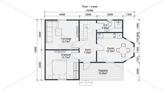 3d проект СП126 - планировка 1 этажа