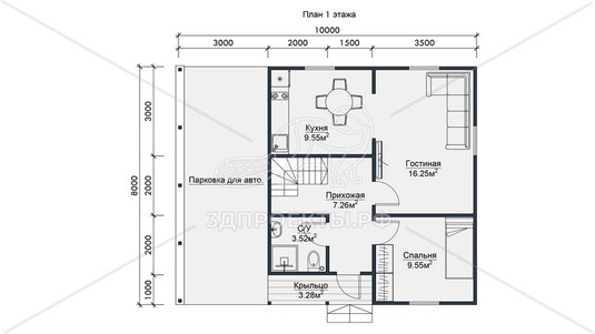 3d проект СП131 - планировка 1 этажа