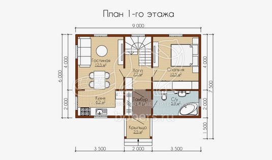 3d-планировка 1 этажа