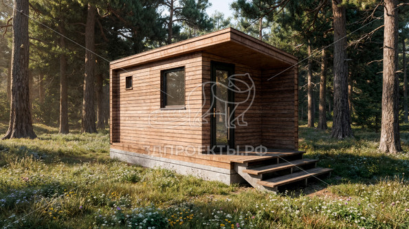 Готовый 3d проект АР+КР005 - баня 5х2 - вид 1