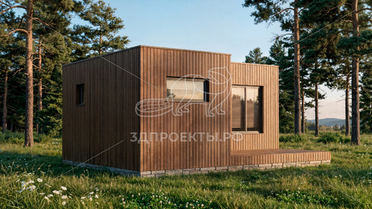 Готовый 3d проект АР+КР016 - дом 6х5 - вид 2