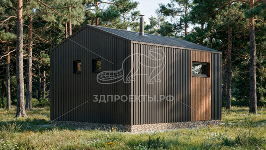 Готовый 3d проект АР+КР018 - баня 4х4 - вид 4