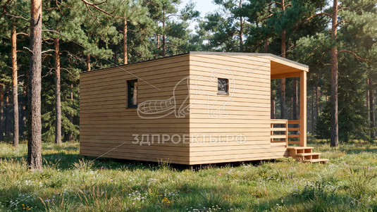 Готовый 3d проект АР+КР022 - дом 6х5 - вид 4