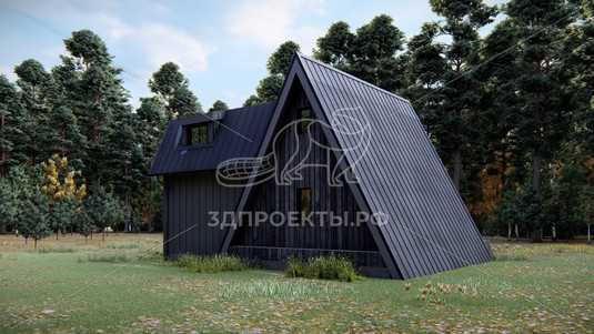 Готовый 3d проект АР+КР028 - дом 11х8 - вид 4