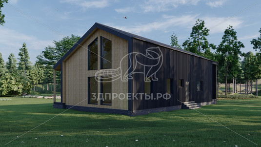 Готовый 3d проект АР+КР038 - дом 17.99х10.5 - вид 4