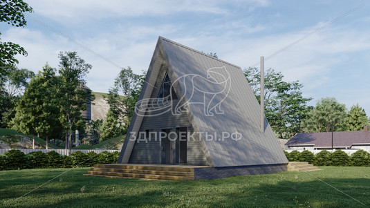 Готовый 3d проект АР+КР047 - дом 13.109x7.418 - вид 3
