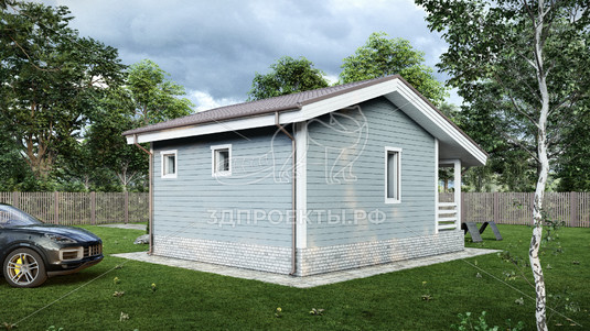 Готовый 3d проект АР+КР048 - баня 7.5x6 - вид 4