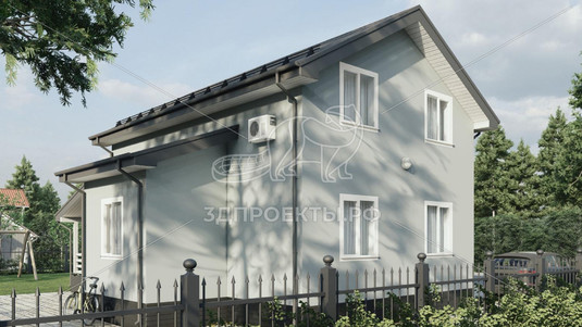 Готовый 3d проект АР+КР049 - дом 13.73x10.91 - вид 4