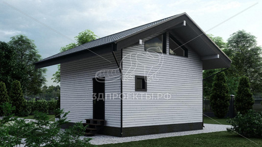Готовый 3d проект АР+КР050 - дом 6x6 - вид 4