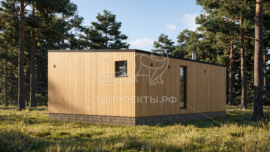 Готовый 3d проект АР+КР054 - дом 8.6x5.1 - вид 3