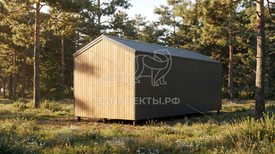 Готовый 3d проект АР+КР059 - хозблок 6.11x2.45 - вид 4