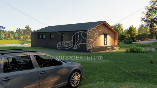 Готовый 3d проект АР+КР063 - дом 15.29x9.28 - вид 4