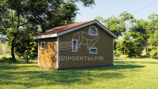 Готовый 3d проект АР+КР065 - баня 8.88x5.9 - вид 4
