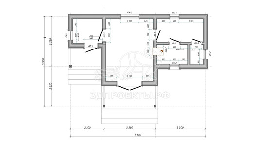 3d проект АР+КР065 - планировка 1 этажа