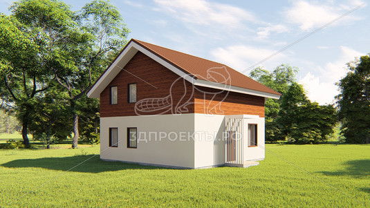 Готовый 3d проект АР+КР066 - дом 11x9.5 - вид 3