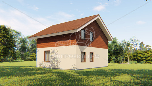 Готовый 3d проект АР+КР066 - дом 11x9.5 - вид 4
