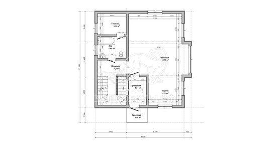 3d проект АР+КР066 - планировка 1 этажа