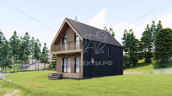 Готовый 3d проект АР+КР071 - дом 10.5x6 - вид 2