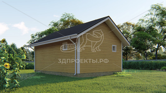 Готовый 3d проект АР+КР073 - баня 8x6 - вид 4