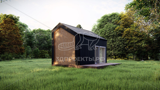 Готовый 3d проект АР+КР075 - дом 6.915x6.365 - вид 3