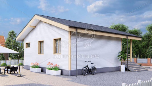 Готовый 3d проект АР+КР085 - дом 10x9 - вид 3