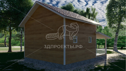 Готовый 3d проект АР+КР087 - дом 6x5 - вид 3