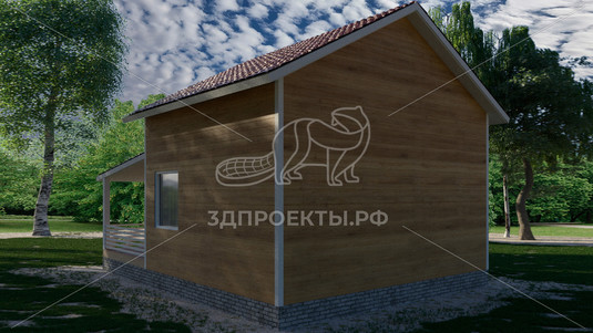 Готовый 3d проект АР+КР087 - дом 6x5 - вид 4